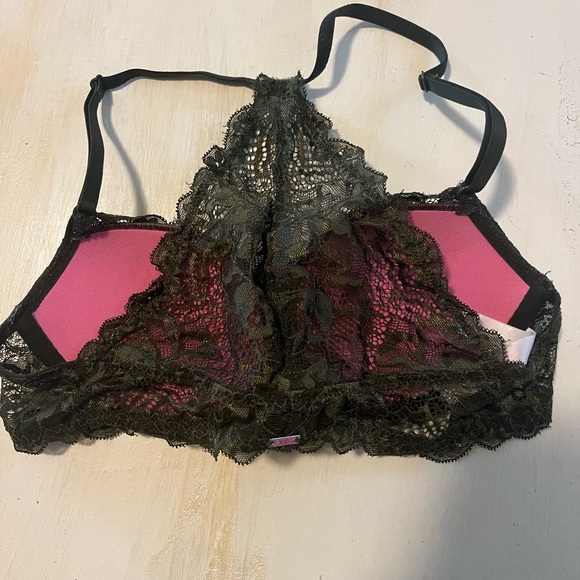 Victoria’s Secret PINK Sz 32B Lace Racerback Front Close Push Up Bra - Picture 3 of 5